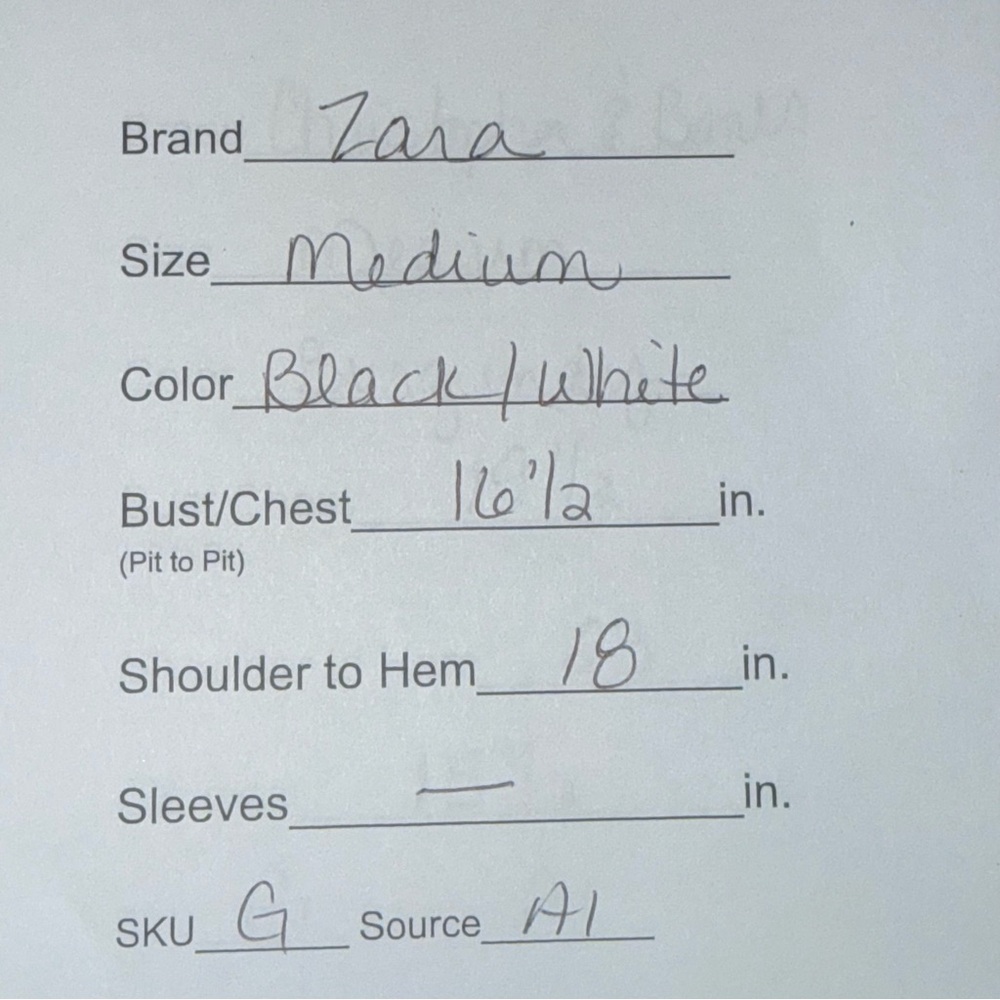 ZARA Black White Stripe Sleeveless V Neck Top Minimalist Classic Medium - Picture 6 of 6